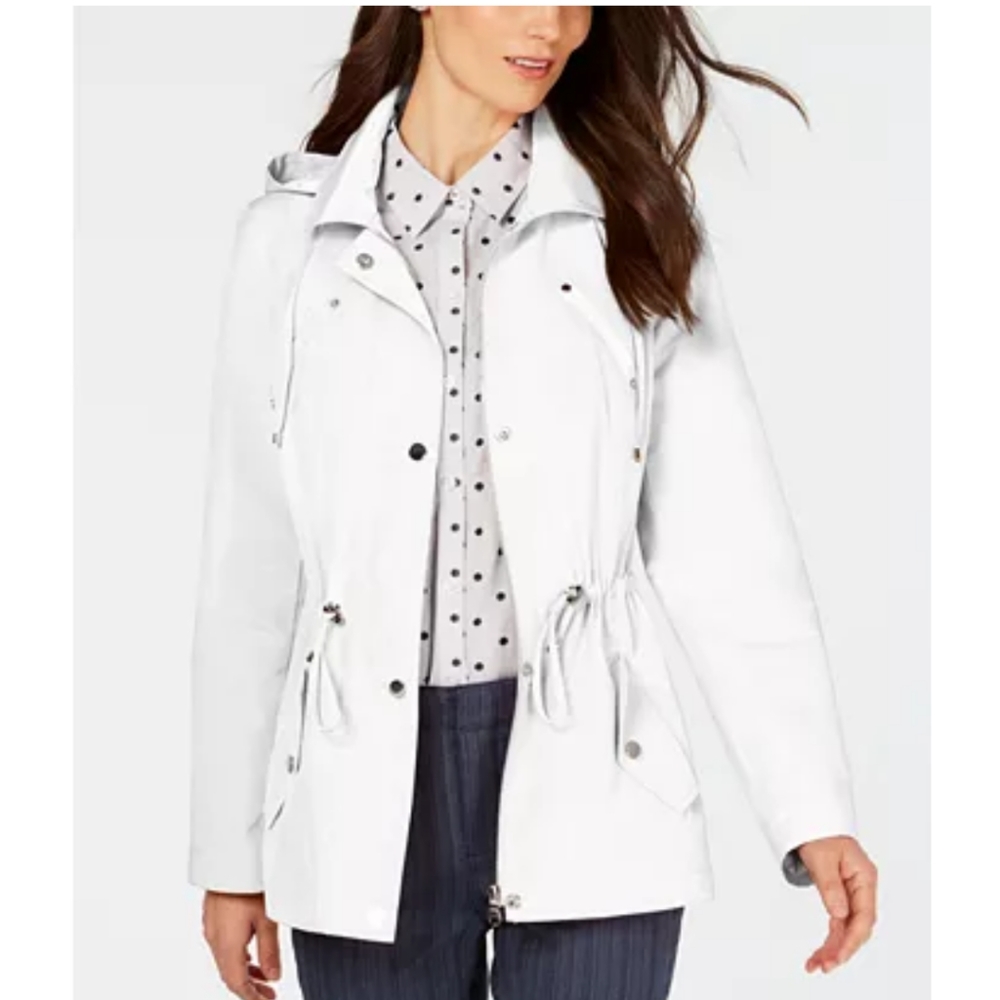 White Hooded Anorak Rain Jacket
